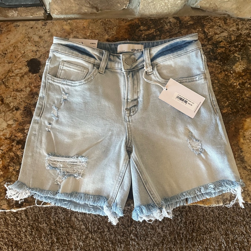 Vervet Denim Loretta Midi Shorts